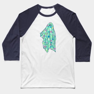 Groovy Ghost Retro Floral Baseball T-Shirt